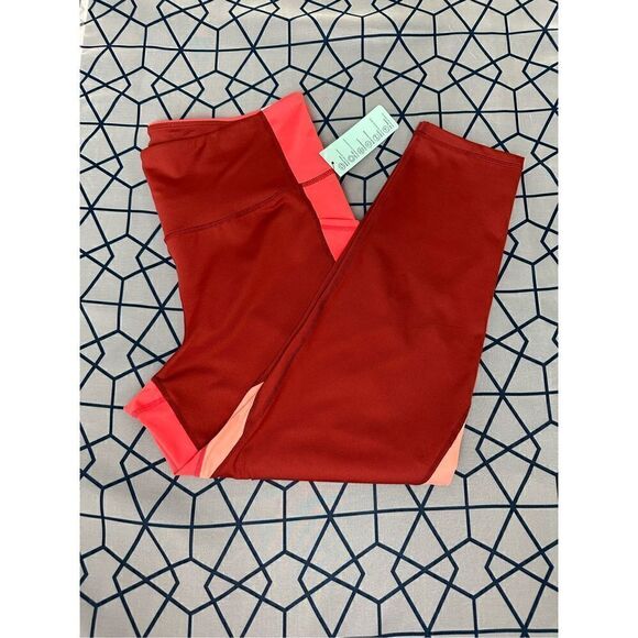 Ideology Women’s High Rise Side Pockets Colorblock 7/8 Leggings Red Pear Size XL - Picture 4 of 11